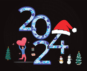 NEW YEAR 2024 COLOR FULL DESIGN BANNER FOR CELEBRATION NIGHT NEW YEAR 2024