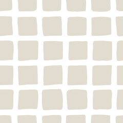 Hand drawn irregular squares grid seamless vector pattern tile on transparent background