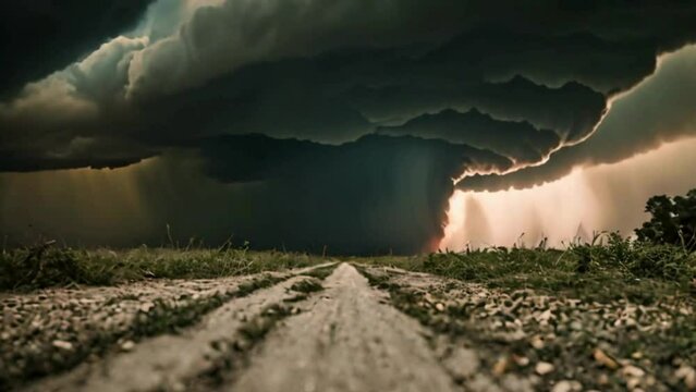 storm over the field, tornado