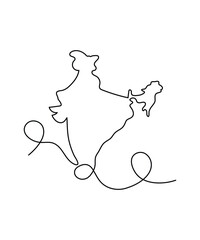 india map one line art, vector best line icon.