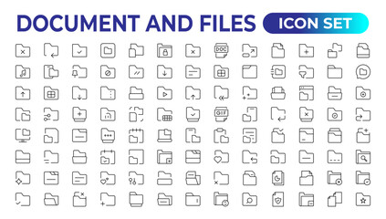 Set of file and document Icons. Simple line art style icons pack. Vector illustration. - obrazy, fototapety, plakaty