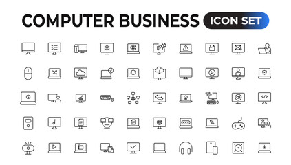 Computer icons Pixel perfect. Network, media, setup,Set of thin line web icon set, simple outline icons collection, Pixel Perfect icons, Simple vector illustration.
