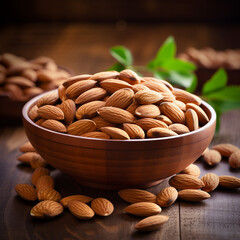 California Almonds in a Wooden Bowl"