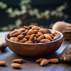 California Almonds in a Wooden Bowl"