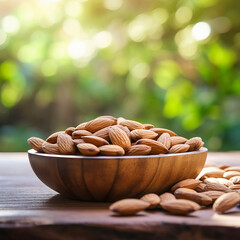 California Almonds in a Wooden Bowl"