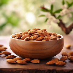 California Almonds in a Wooden Bowl"
