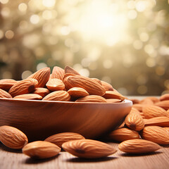 California Almonds in a Wooden Bowl"