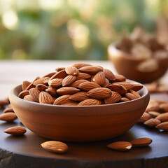 California Almonds in a Wooden Bowl"