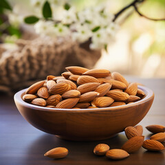 California Almonds in a Wooden Bowl"