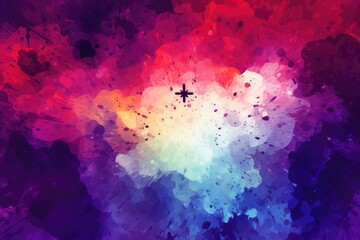 Abstract colorful watercolor background with black cross and with space for your text. Abstract background for February 14: Ash Wednesday - obrazy, fototapety, plakaty