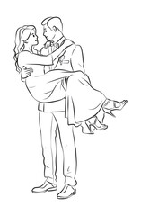 bridal carry pose pose cartoon illustration