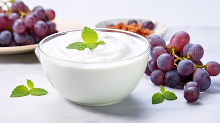 Savoring Veggie Delight: Yogurt and Grape Dessert"