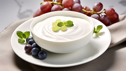 Savoring Veggie Delight: Yogurt and Grape Dessert"