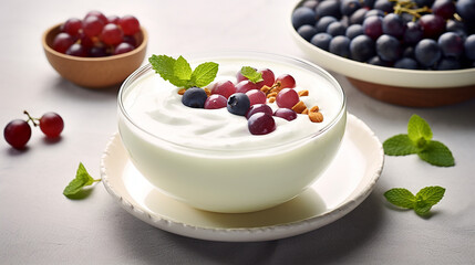 Savoring Veggie Delight: Yogurt and Grape Dessert"