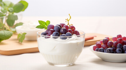 Savoring Veggie Delight: Yogurt and Grape Dessert"