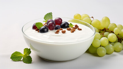 Savoring Veggie Delight: Yogurt and Grape Dessert"