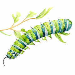 Watercolor Caterpillar without Background"
