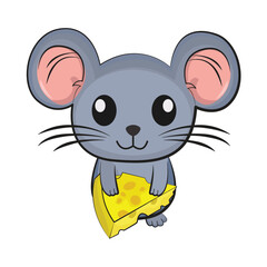 mouse with cheese illustration