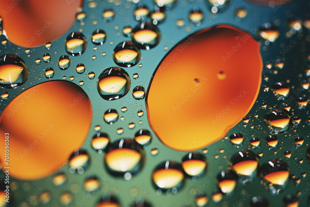 Poster a close-up look at the mesmerizing patterns formed by water droplets on glass.
