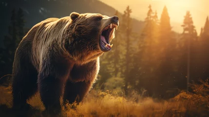 Foto op Plexiglas a bear with its mouth open © Vera