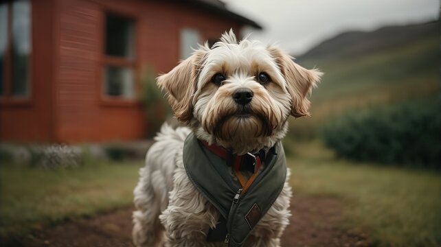 Dandie Dinmont Terrier Dog,portrait of a dog ,Close-up portrait photography of Dog,Portrait of a little pet,cute brown dog at home,Portrait of a pet
