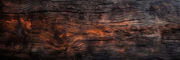 burnt oak wood texture background, burned hardwood surface for banner design