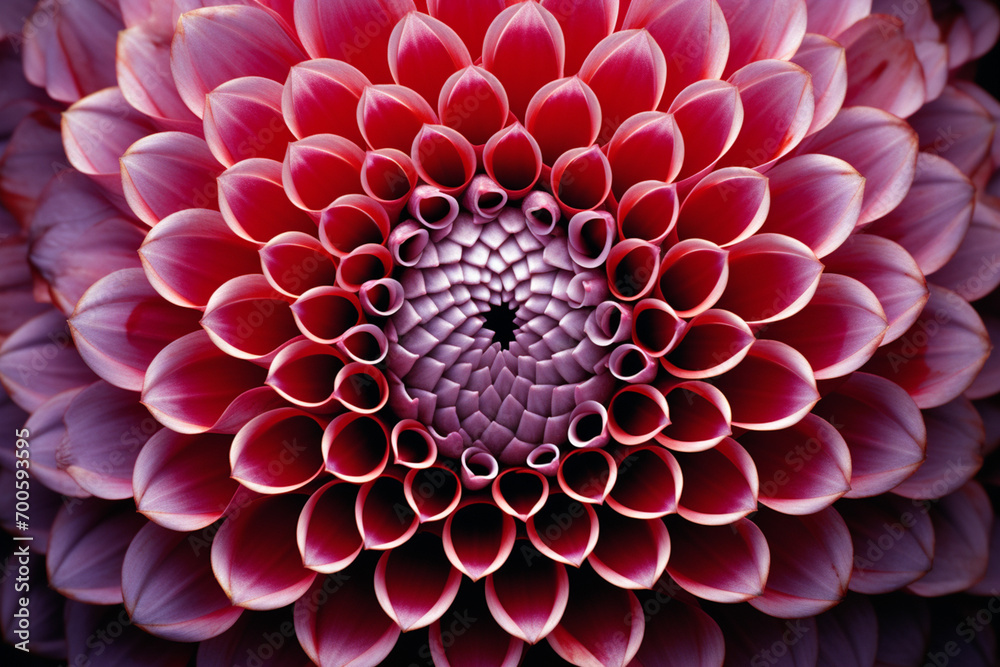 Fototapete the mesmerizing symmetry of a dahlia captured in macro, highlighting the geometric precision of its 
