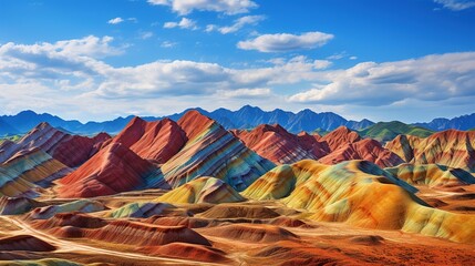 Most Beautiful colorful mountains in the world. rainbow color