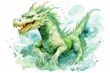 Obraz premium A green dragon, Chinese new year 2024 background , Year of the Green Dragon.