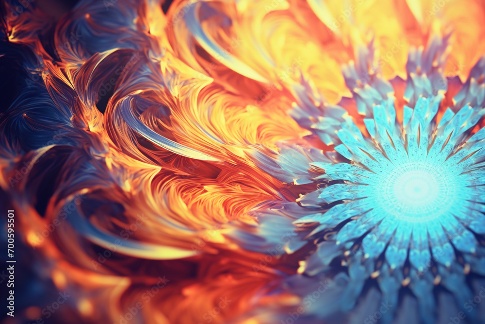 Poster a digital abstract graphic piece, showcasing intricate fractal patterns and vibrant gradients, formi