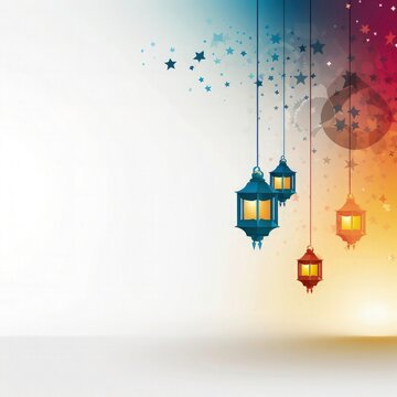 Islamic new year design with hanging lantern poster 