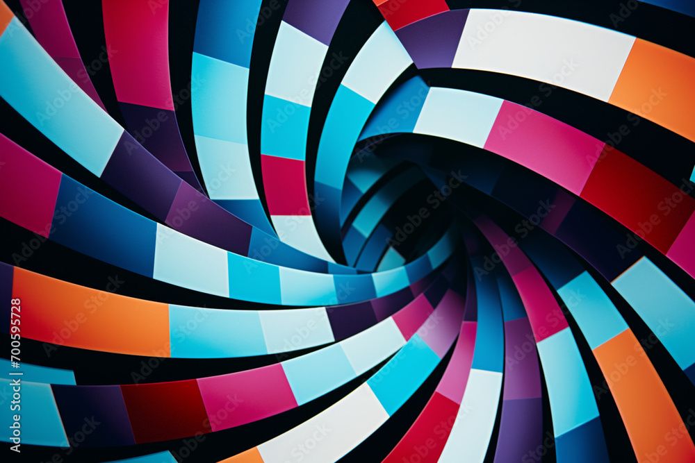 Fototapete an abstract graphic piece inspired by op art, utilizing optical illusions, repetition, and geometric