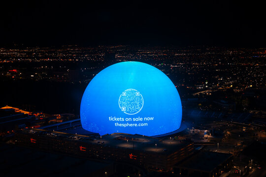 Las Vegas, Nevada, USA - November 7th, 2023: MSG Sphere, Las Vegas at night