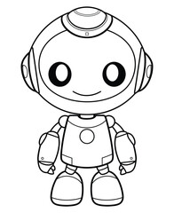 Robot coloring page, isolated coloring book. Color pages for kids featuring an isolated robot toy.