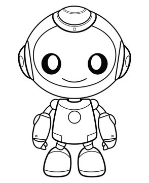 Robot coloring page, isolated coloring book. Color pages for kids featuring an isolated robot toy.