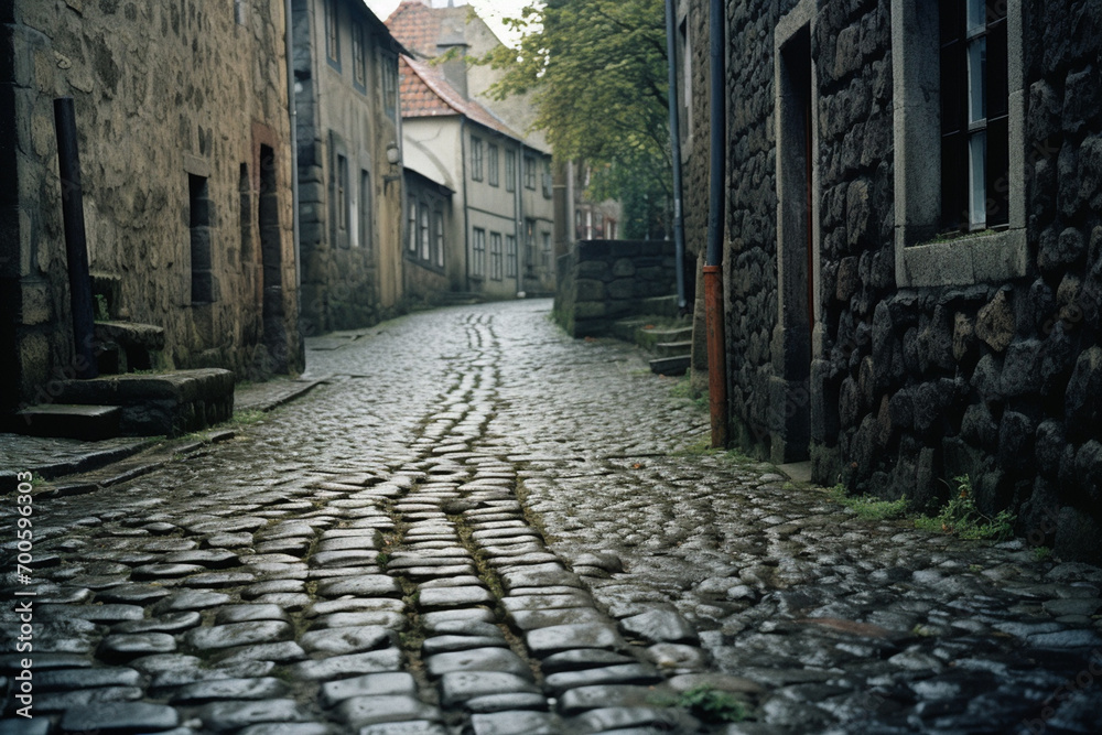 Leinwandbilder a captivating image capturing the character of an ancient cobblestone lane, its irregular patterns c