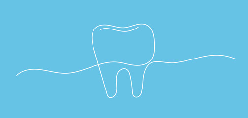 Tooth continuous line art illustration