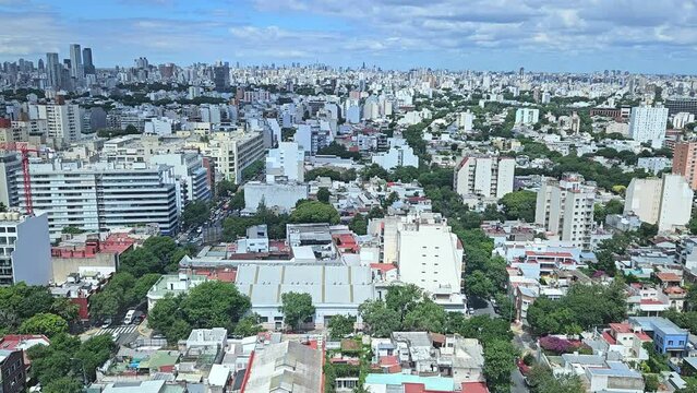 beautiful panorama of the city buenos aires with city street with traffic.
