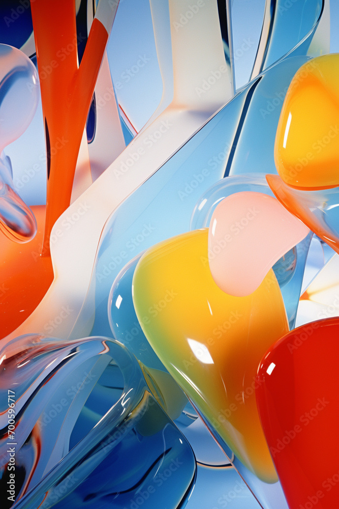 Poster a vibrant abstract composition symbolizing dreams and hopes, with dynamic shapes and colors convergi