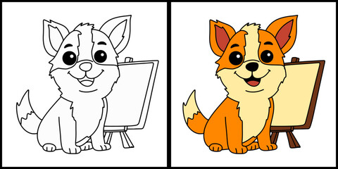 Coloring page outline of cartoon dog
