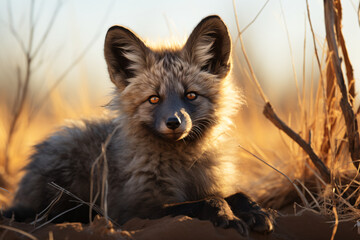 Animal Bat-eared Fox realistic photography - obrazy, fototapety, plakaty