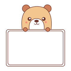 a cute bear holding a board
