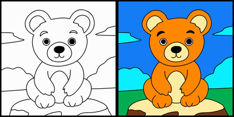 Coloring page outline of cartoon bear
