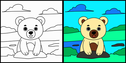 Coloring page outline of cartoon bear
