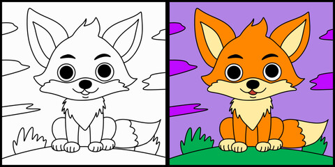 Coloring page outline of cartoon fox
