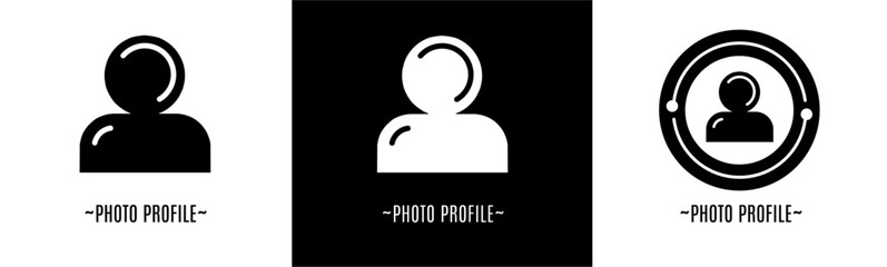 Photo profile logo set. Collection of black and white logos. Stock vector.