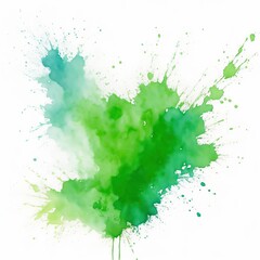 Fototapeta na wymiar Green watercolor paint splashes texture on white background