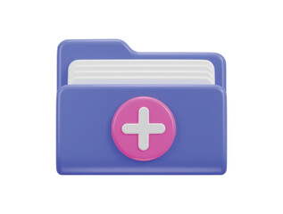 Folder with plus documents add folder concept 3d vector icon