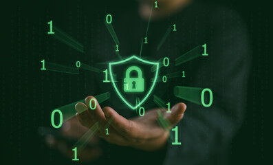 Cybersecurity concept, encryption and user privacy security, secure internet access Future technology and cybernetics, internet security, screen with padlock, internet network security, system protect