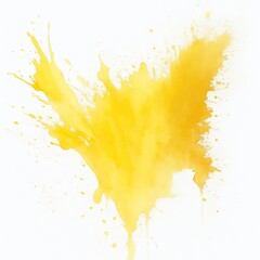 Yellow watercolor paint splashes texture on white background